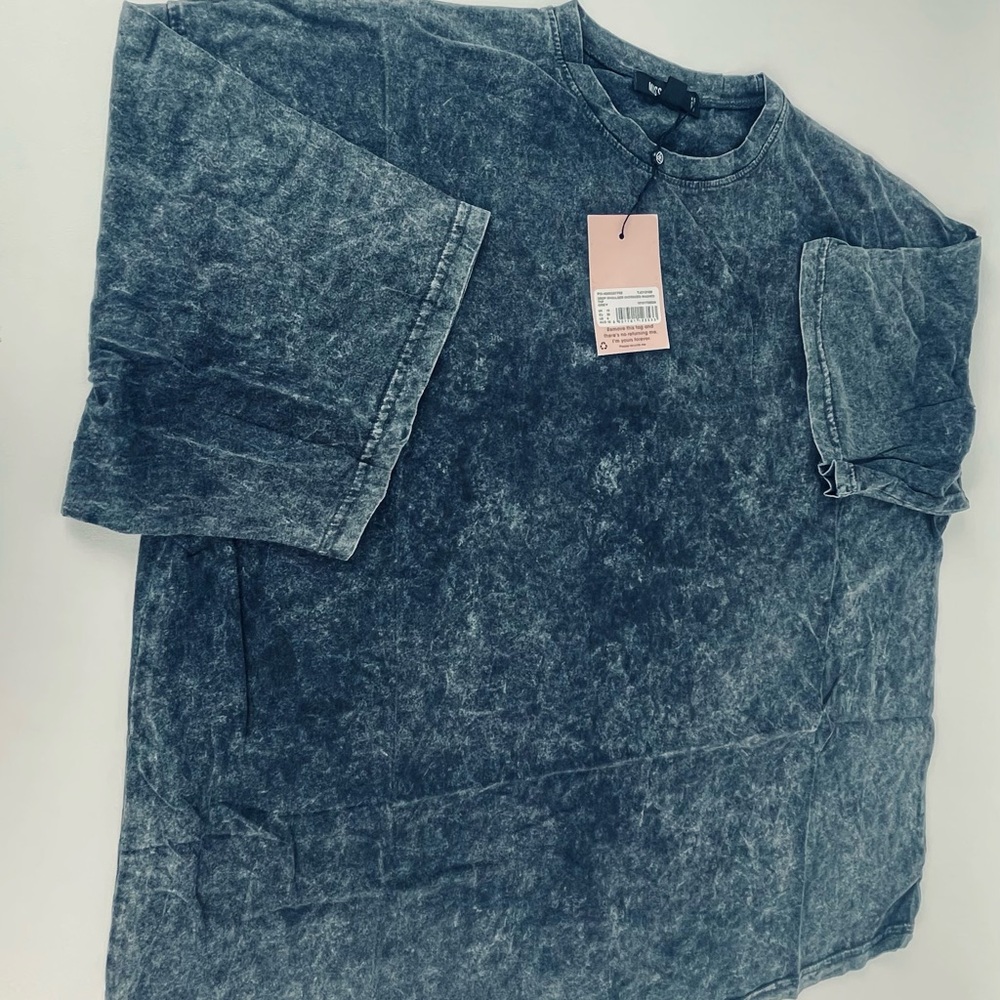 DROP SHOULDER OVERSIZED WASHED top grey